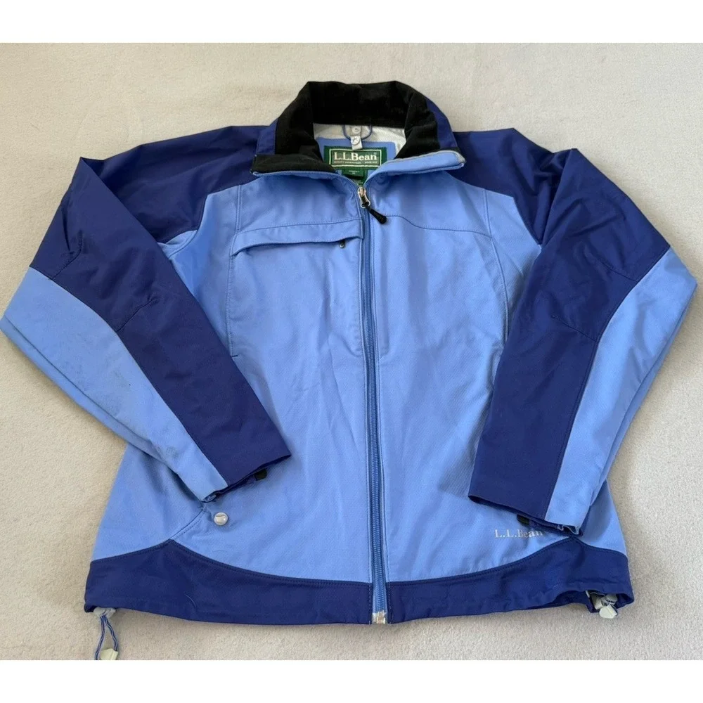 LL Bean Rain Shell Jacket Women's Sz M Blue Color block - Picture 2 of 16